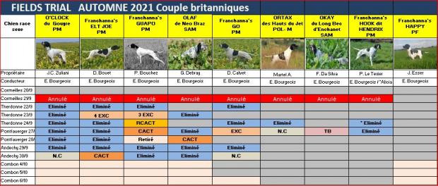 Tableau des Britanniques en couples