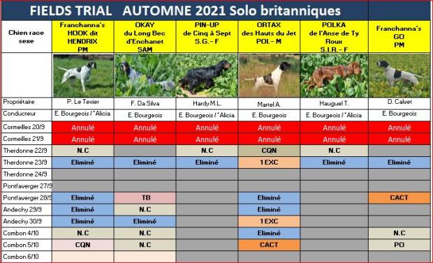 Tableau des britanniques en solo